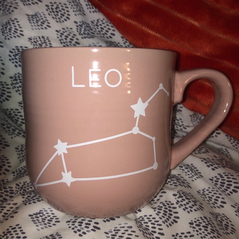 dusty pink Leo zodiac mug